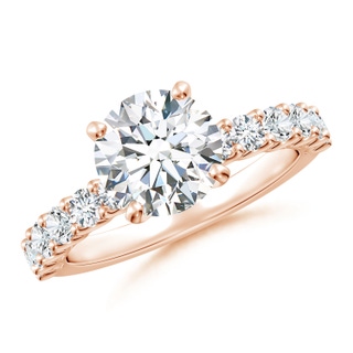 8mm GVS2 Round Diamond Solitaire Engagement Ring with Diamond Accents in Rose Gold
