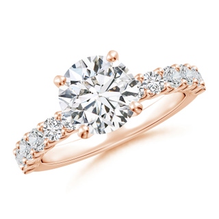 8mm HSI2 Round Diamond Solitaire Engagement Ring with Diamond Accents in 9K Rose Gold