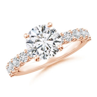 8mm HSI2 Round Diamond Solitaire Engagement Ring with Diamond Accents in Rose Gold