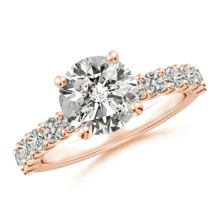 8mm KI3 Round Diamond Solitaire Engagement Ring with Diamond Accents in 9K Rose Gold