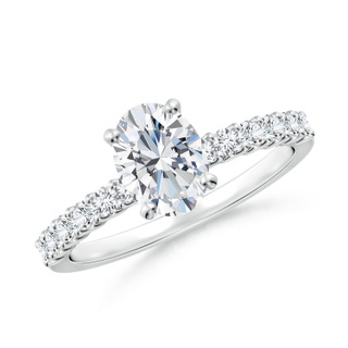 7.7x5.7mm GVS2 Oval Diamond Solitaire Engagement Ring with Diamond Accents in P950 Platinum