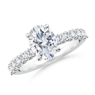 8.5x6.5mm GVS2 Oval Diamond Solitaire Engagement Ring with Diamond Accents in P950 Platinum