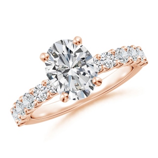 9x7mm HSI2 Oval Diamond Solitaire Engagement Ring with Diamond Accents in Rose Gold