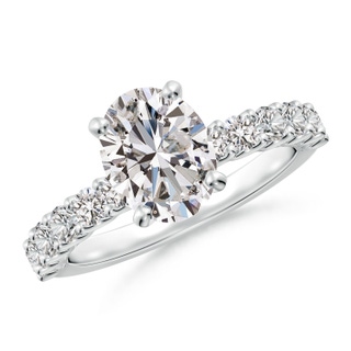 9x7mm IJI1I2 Oval Diamond Solitaire Engagement Ring with Diamond Accents in P950 Platinum