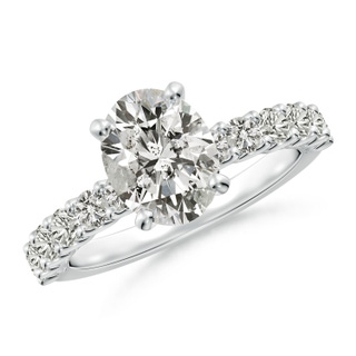 9x7mm KI3 Oval Diamond Solitaire Engagement Ring with Diamond Accents in P950 Platinum