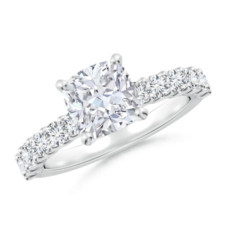 7mm GVS2 Cushion Diamond Solitaire Engagement Ring with Diamond Accents in P950 Platinum