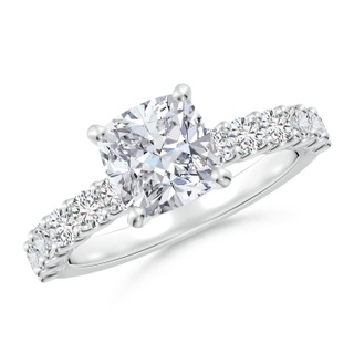 7mm HSI2 Cushion Diamond Solitaire Engagement Ring with Diamond Accents in P950 Platinum