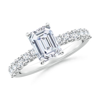 7.5x5.5mm GVS2 Emerald-Cut Diamond Solitaire Engagement Ring with Diamond Accents in P950 Platinum