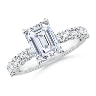 8.5x6.5mm GVS2 Emerald-Cut Diamond Solitaire Engagement Ring with Diamond Accents in P950 Platinum