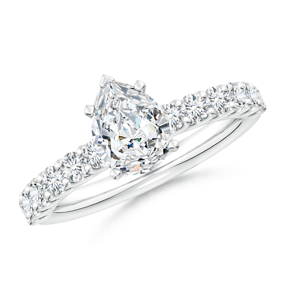 8.5x6.5mm GVS2 Pear Diamond Solitaire Engagement Ring with Diamond Accents in P950 Platinum 