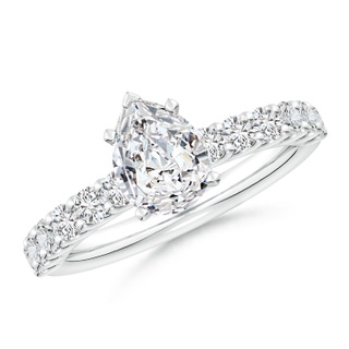 8.5x6.5mm HSI2 Pear Diamond Solitaire Engagement Ring with Diamond Accents in P950 Platinum