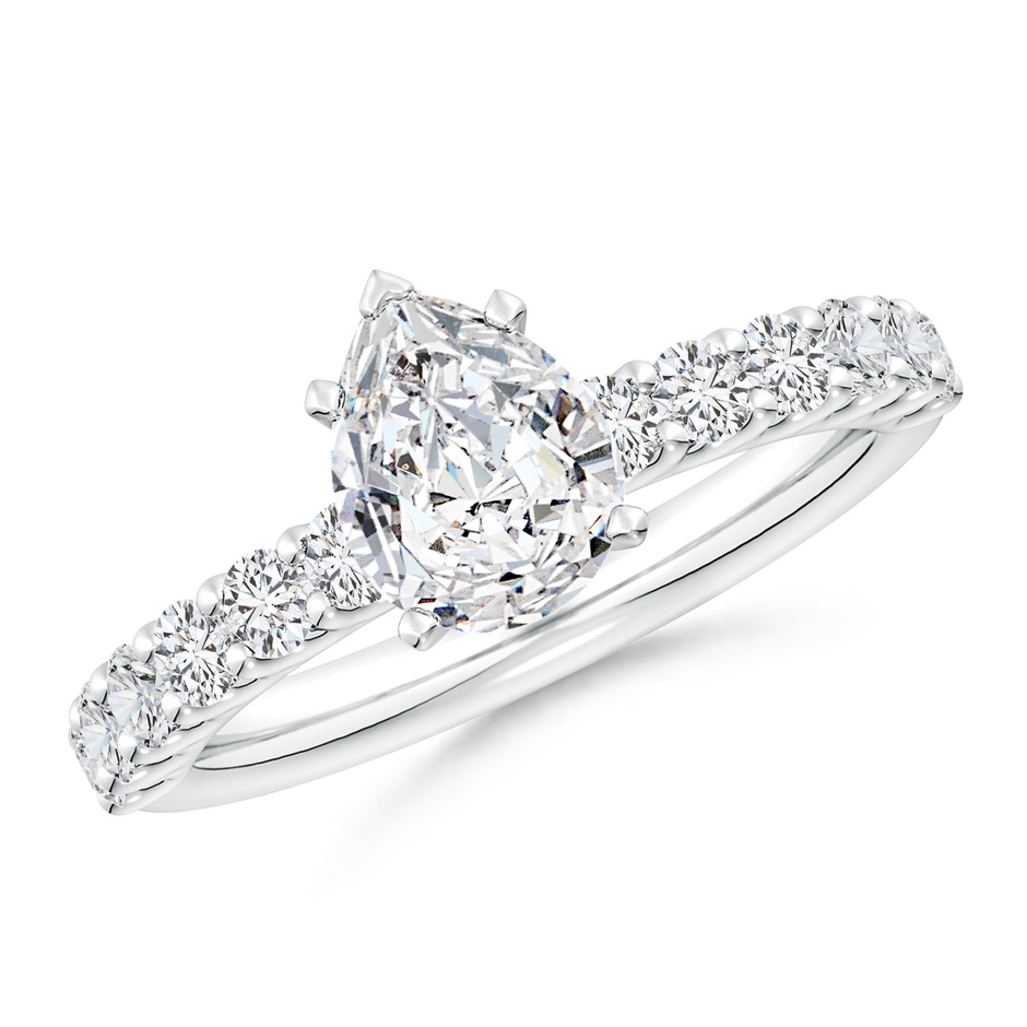8.5x6.5mm HSI2 Pear Diamond Solitaire Engagement Ring with Diamond Accents in P950 Platinum 