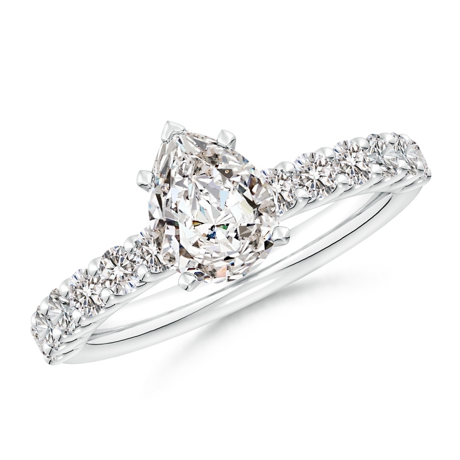 8.5x6.5mm IJI1I2 Pear Diamond Solitaire Engagement Ring with Diamond Accents in P950 Platinum 