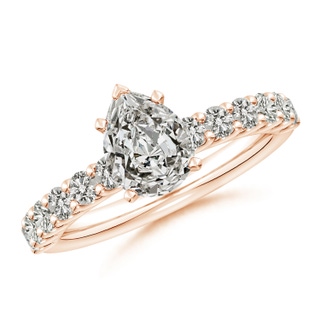 8.5x6.5mm KI3 Pear Diamond Solitaire Engagement Ring with Diamond Accents in Rose Gold