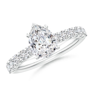 9x7mm HSI2 Pear Diamond Solitaire Engagement Ring with Diamond Accents in P950 Platinum