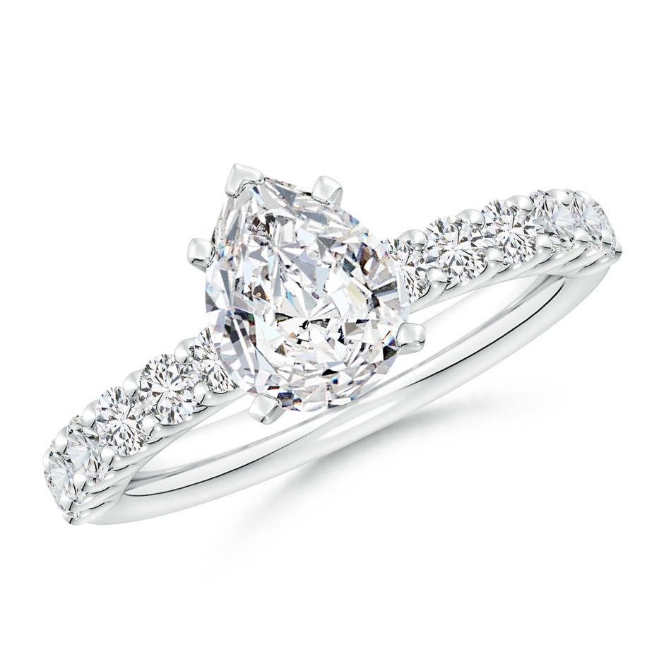 9x7mm HSI2 Pear Diamond Solitaire Engagement Ring with Diamond Accents in P950 Platinum 
