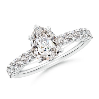 9x7mm IJI1I2 Pear Diamond Solitaire Engagement Ring with Diamond Accents in P950 Platinum