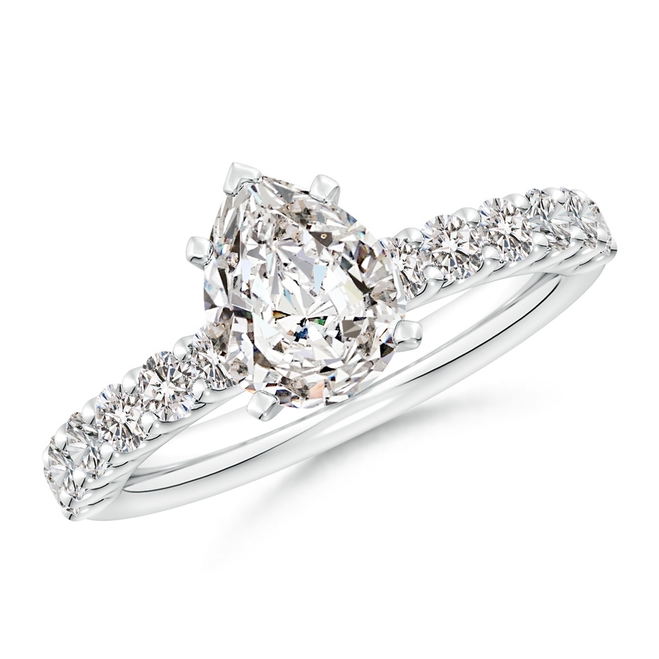 9x7mm IJI1I2 Pear Diamond Solitaire Engagement Ring with Diamond Accents in P950 Platinum 
