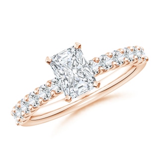 7x5mm GVS2 Radiant-Cut Diamond Solitaire Engagement Ring with Diamond Accents in 18K Rose Gold