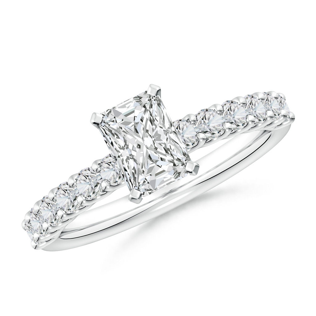 7x5mm HSI2 Radiant-Cut Diamond Solitaire Engagement Ring with Diamond Accents in White Gold
