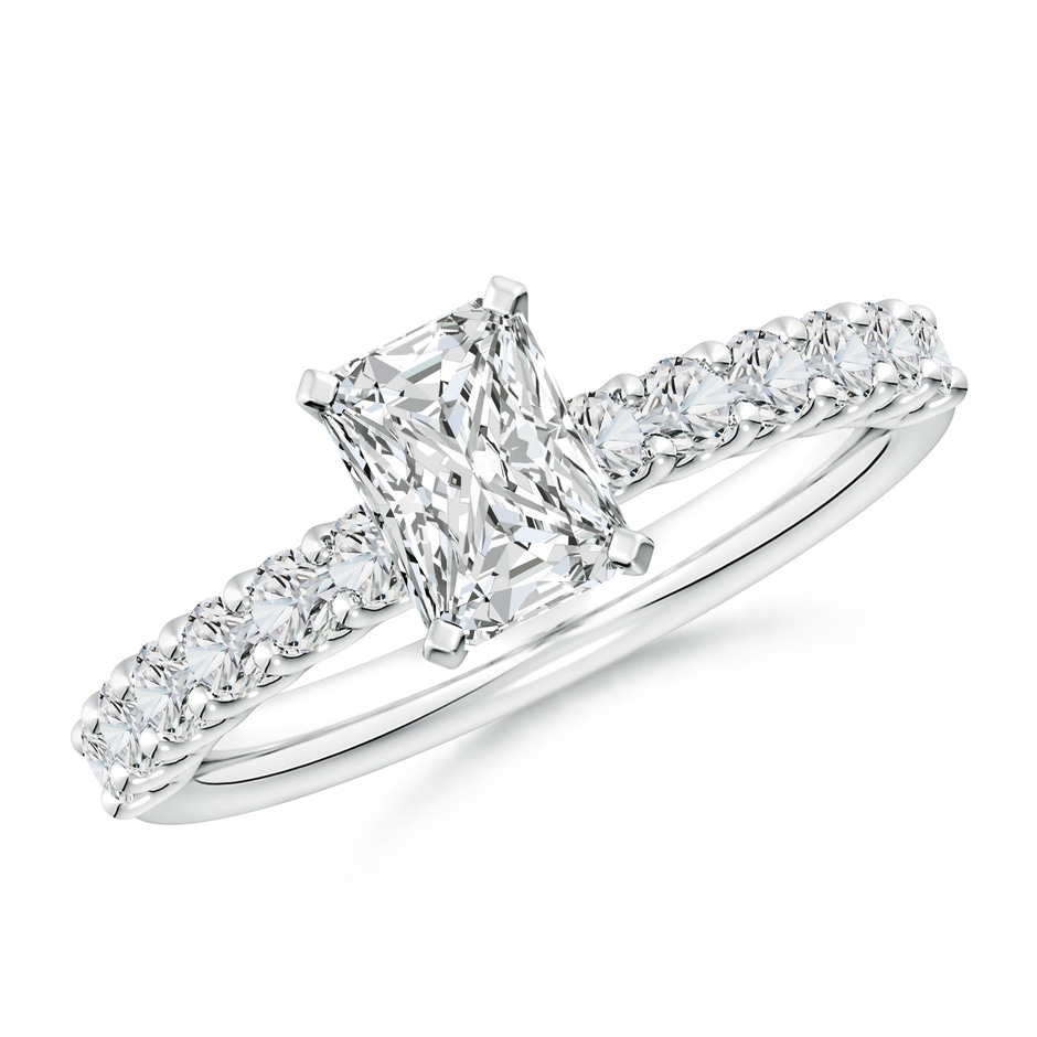 7x5mm HSI2 Radiant-Cut Diamond Solitaire Engagement Ring with Diamond Accents in White Gold 