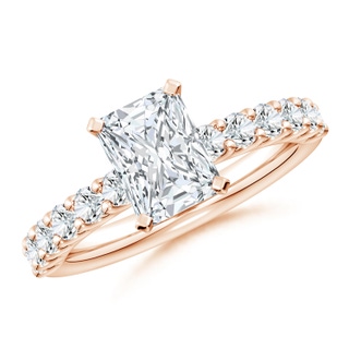 8x6mm GVS2 Radiant-Cut Diamond Solitaire Engagement Ring with Diamond Accents in Rose Gold