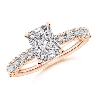 8x6mm IJI1I2 Radiant-Cut Diamond Solitaire Engagement Ring with Diamond Accents in Rose Gold