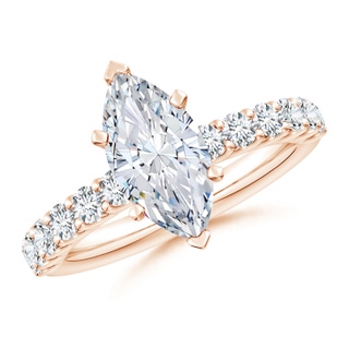 13x6.5mm GVS2 Marquise Diamond Solitaire Engagement Ring with Diamond Accents in Rose Gold