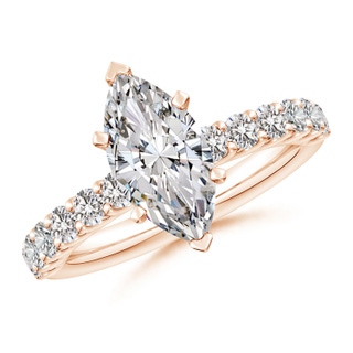 13x6.5mm IJI1I2 Marquise Diamond Solitaire Engagement Ring with Diamond Accents in Rose Gold