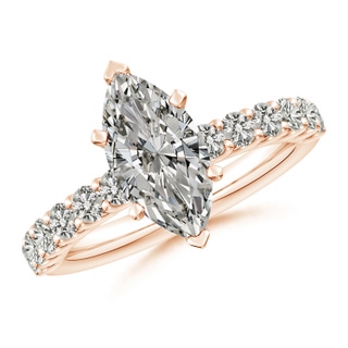 13x6.5mm KI3 Marquise Diamond Solitaire Engagement Ring with Diamond Accents in 10K Rose Gold