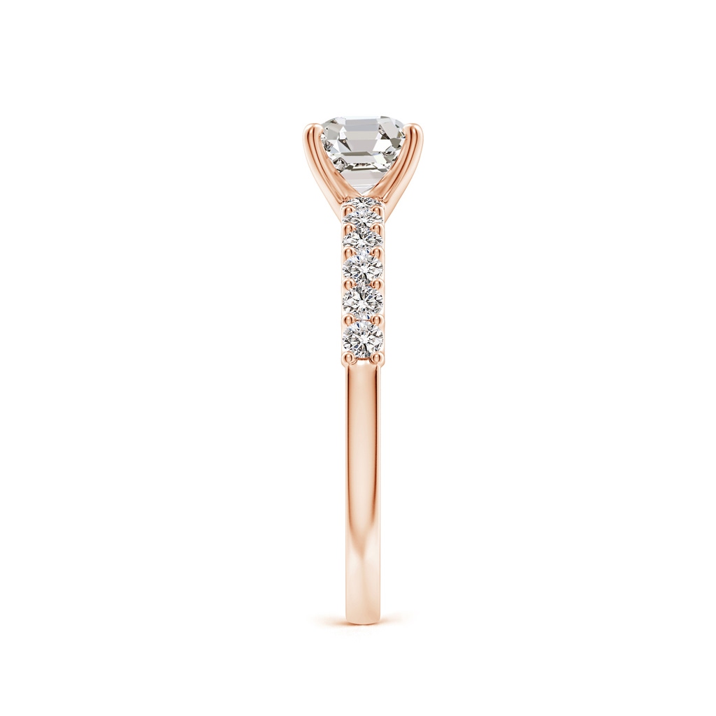 5.5mm IJI1I2 Asscher-Cut Diamond Solitaire Engagement Ring with Diamond Accents in Rose Gold Side 299
