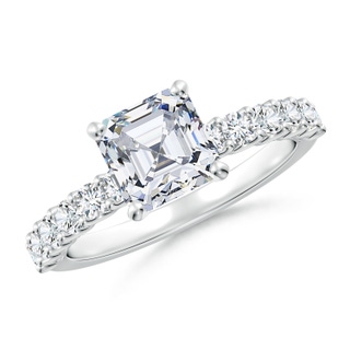 6.5mm GVS2 Asscher-Cut Diamond Solitaire Engagement Ring with Diamond Accents in P950 Platinum