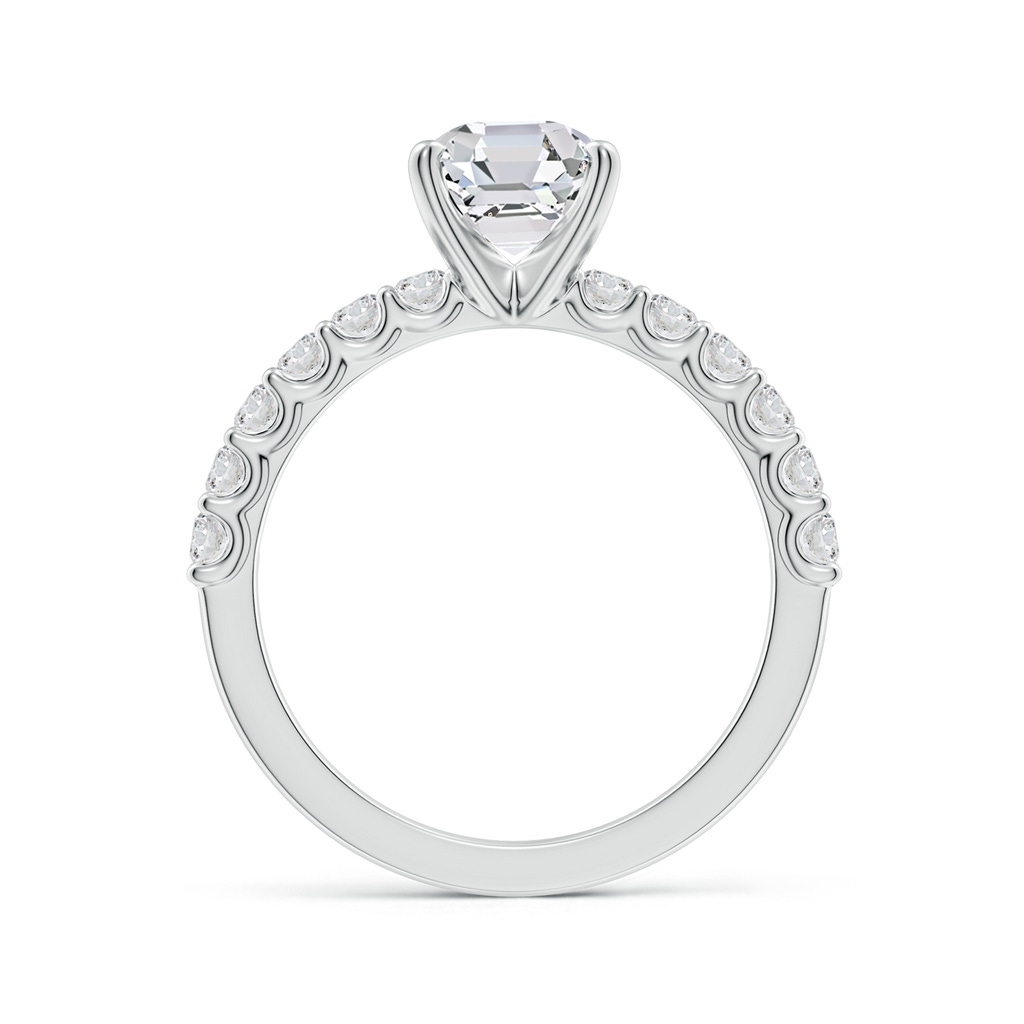 6.5mm HSI2 Asscher-Cut Diamond Solitaire Engagement Ring with Diamond Accents in White Gold Side 199