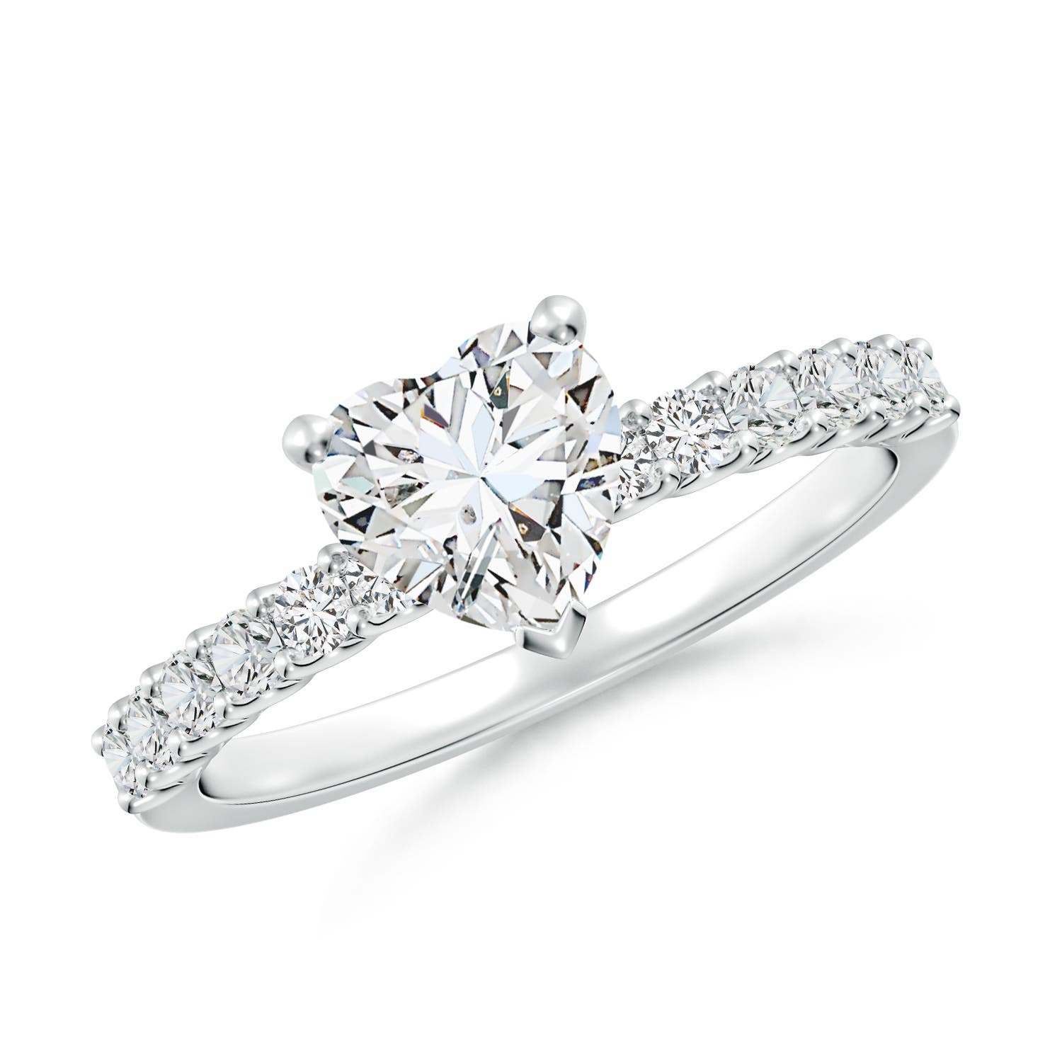 Heart Diamond Solitaire Engagement Ring with Diamond Accents