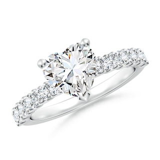 7.5mm GVS2 Heart Diamond Solitaire Engagement Ring with Diamond Accents in P950 Platinum
