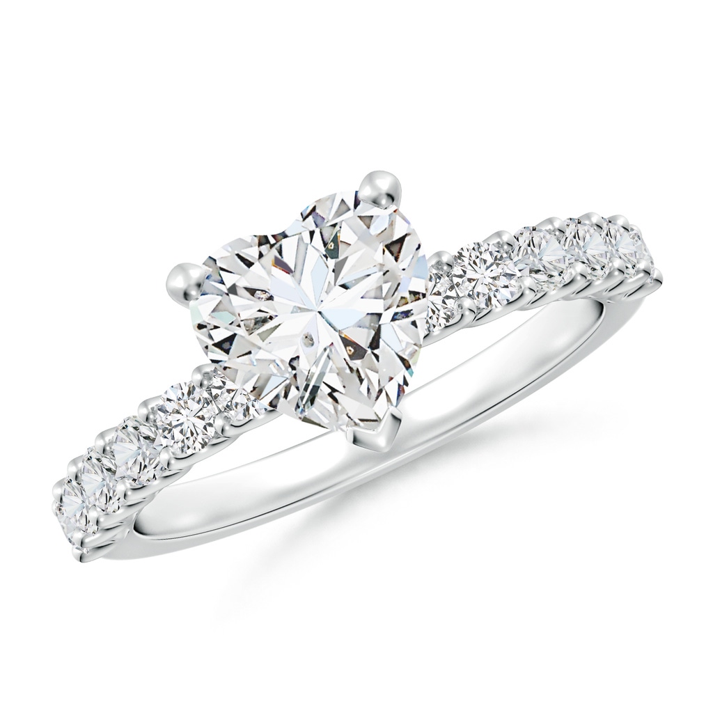 7.5mm HSI2 Heart Diamond Solitaire Engagement Ring with Diamond Accents in White Gold