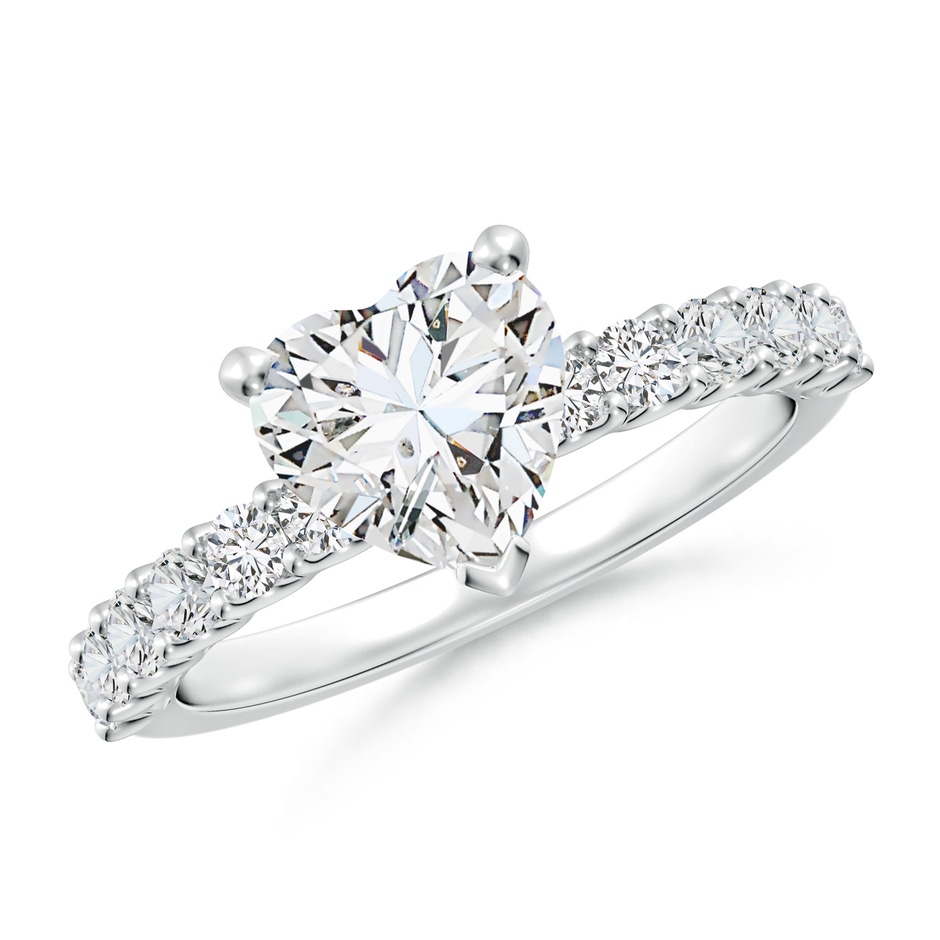 7.5mm HSI2 Heart Diamond Solitaire Engagement Ring with Diamond Accents in White Gold 