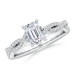 6.5x4.5mm HSI2 Peg Head Emerald-Cut Diamond Twist Shank Engagement Ring in White Gold