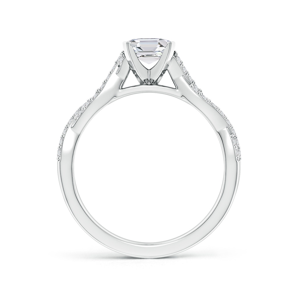 5.5mm HSI2 Peg Head Asscher-Cut Diamond Twist Shank Engagement Ring in White Gold Side 199
