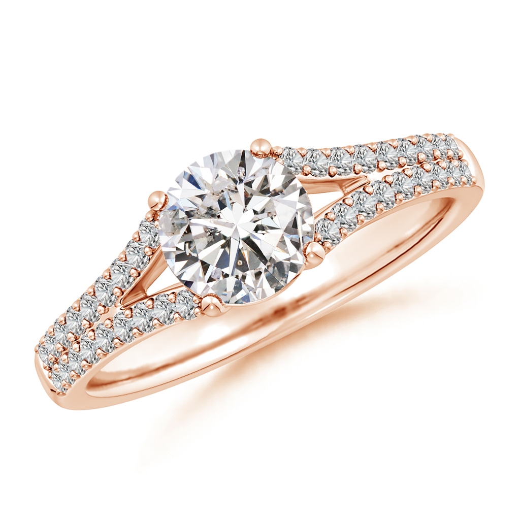 6.5mm IJI1I2 Solitaire Round Diamond Split Shank Engagement Ring in Rose Gold