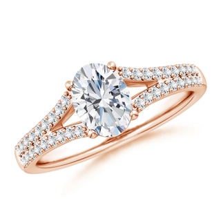 7.7x5.7mm GVS2 Solitaire Oval Diamond Split Shank Engagement Ring in Rose Gold