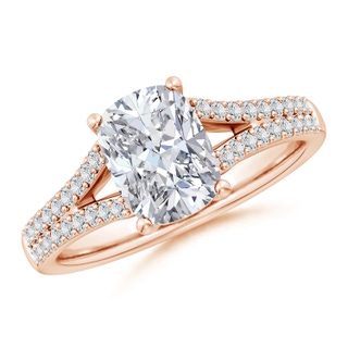 8.5x6.5mm HSI2 Solitaire Cushion Rectangular Diamond Split Shank Engagement Ring in Rose Gold