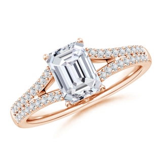 7.5x5.5mm HSI2 Solitaire Emerald-Cut Diamond Split Shank Engagement Ring in 18K Rose Gold