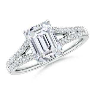 8.5x6.5mm HSI2 Solitaire Emerald-Cut Diamond Split Shank Engagement Ring in P950 Platinum