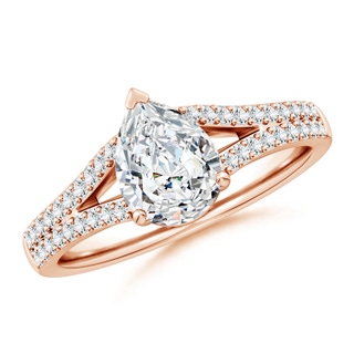 8.5x6.5mm GVS2 Solitaire Pear Diamond Split Shank Engagement Ring in 10K Rose Gold