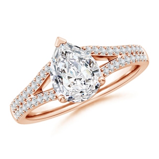 9x7mm HSI2 Solitaire Pear Diamond Split Shank Engagement Ring in 10K Rose Gold