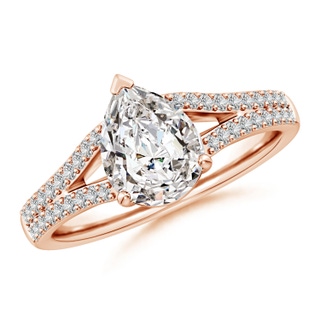 9x7mm IJI1I2 Solitaire Pear Diamond Split Shank Engagement Ring in 18K Rose Gold