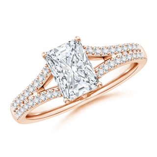7.5x5.8mm GVS2 Solitaire Radiant-Cut Diamond Split Shank Engagement Ring in Rose Gold
