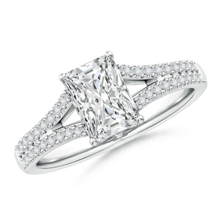 7.5x5.8mm HSI2 Solitaire Radiant-Cut Diamond Split Shank Engagement Ring in P950 Platinum