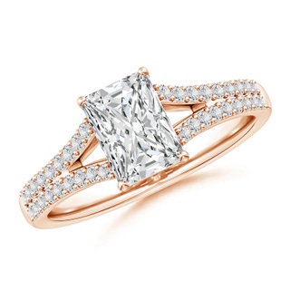 7.5x5.8mm HSI2 Solitaire Radiant-Cut Diamond Split Shank Engagement Ring in Rose Gold